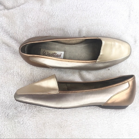 WESTIES gold and bronze leather flats size 6 - Picture 1 of 7